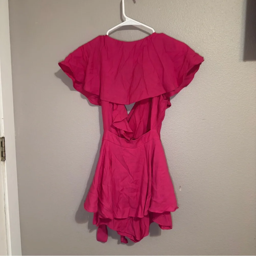 Vibrant Pink Do + Be Ruffle Romper - Picture 3 of 4